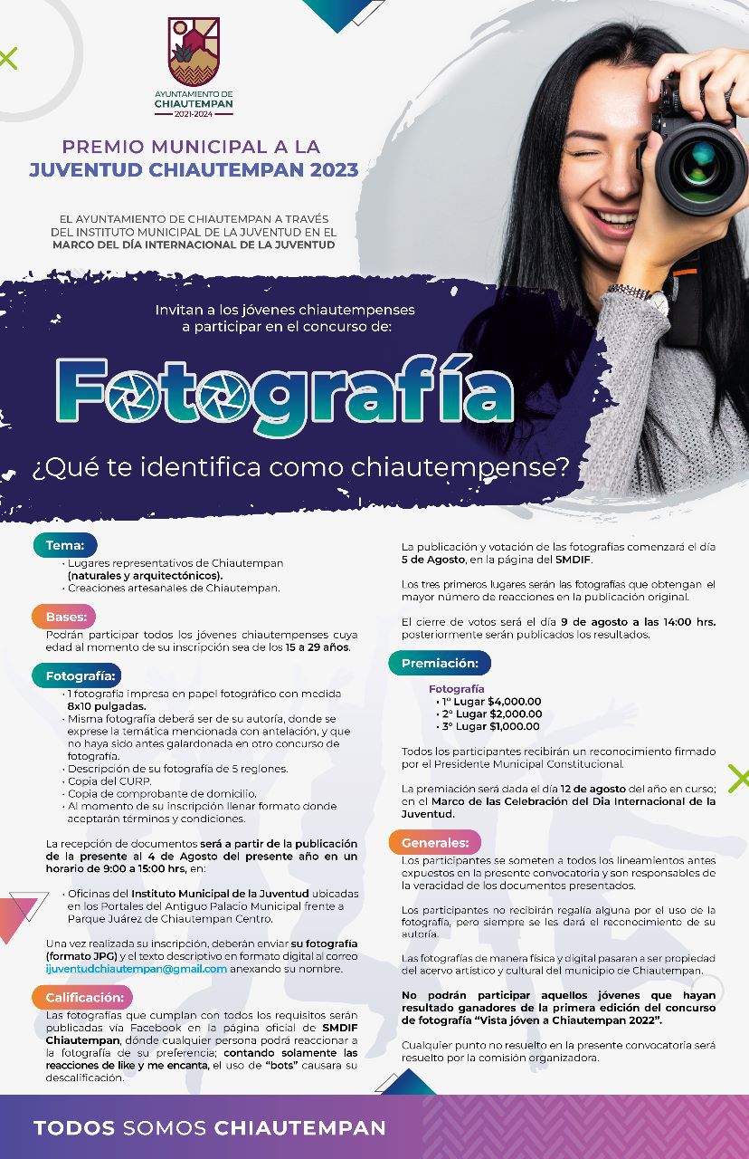 Invita Ayuntamiento de Chiautempan a participar en concurso de fotografía ¿Qué te identifica como chiautempense?
